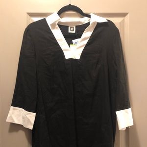 Anne Klein black and white collared tunic